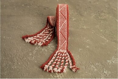 Woven wool band with plowed fields (red)