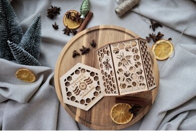 Wooden box with honey